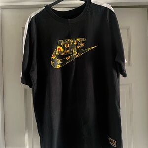 Nike Black Tee with Floral Logo